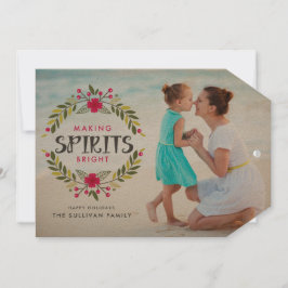 Het maken van Spirits Bright Wreath Kerstfoto Feestdagenkaart