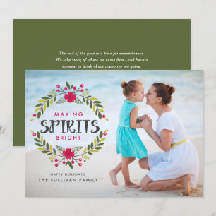 Het maken van Spirits Bright Wreath Kerstfoto Feestdagenkaart