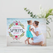 Het maken van Spirits Bright Wreath Kerstfoto Feestdagenkaart (Staand voorkant)