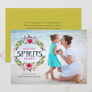 Het maken van Spirits Bright Wreath Kerstfoto Feestdagenkaart