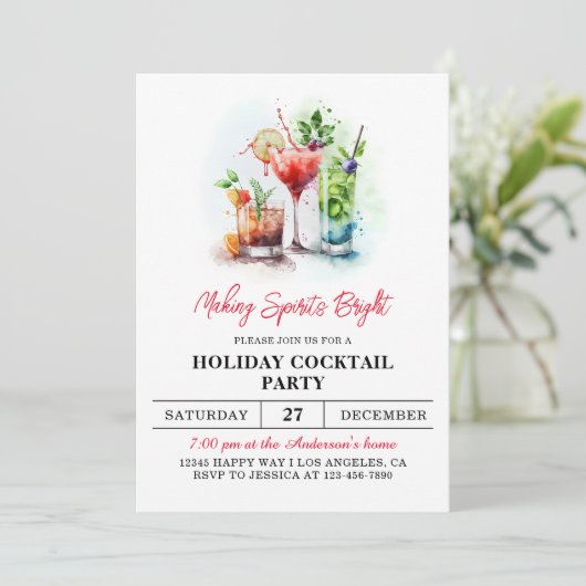 Het maken van Spirits Bright Xmas Holiday Dinner F Kaart (Staand voorkant)