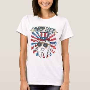 Het maken van tanden weer geweldig 4 juli Amerika T-shirt