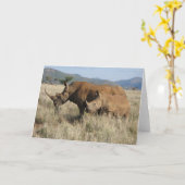 Het mamma & het baby van de rinoceros kaart (Gele Bloem)