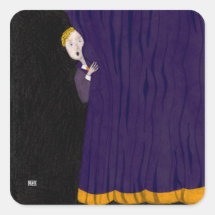 Het Man achter het gordijn Vierkante Sticker