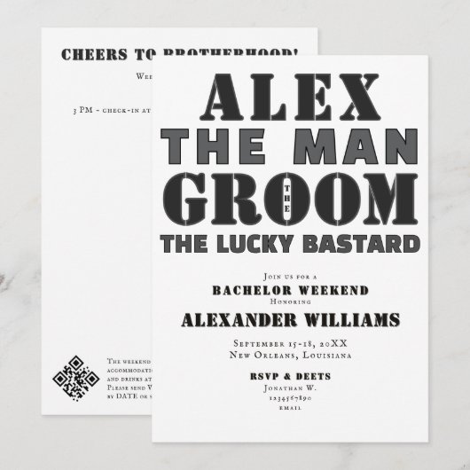 Het Man De bruidegom De gelukkige klootzak vrijgez Kaart (Voorkant / Achterkant)