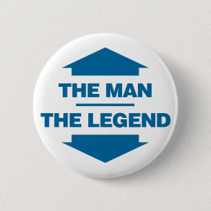 Het Man De Legende - Blauw Ronde Button 5,7 Cm