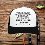 Het Man de Mmythe de Geviste Legend personaliseerd Trucker Pet<br><div class="desc">Het gepersonaliseerde visserijontwerp kan voor uzelf worden gebruikt of het kan een groot geschenk zijn voor een liefhebber. U kunt jouw naam of iemand anders op het gepersonaliseerde visserijontwerp toevoegen.</div>