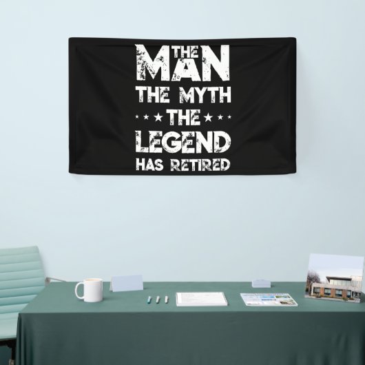 Het Man De Mmythe, de Legende, heeft ontslag genom Spandoek (Beurs)