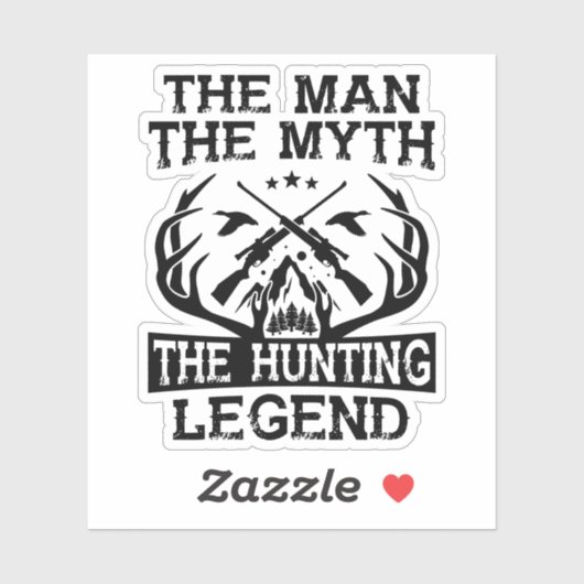 Het Man de mythe de jachtleger - kamp Sticker (Vel)