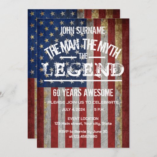 Het Man De mythe De legende 4 juli Kaart (Voorkant / Achterkant)