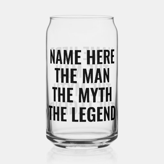 Het Man de mythe de legende Blikvorm Glas (Achterkant)