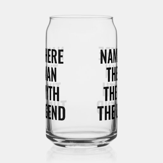 Het Man de mythe de legende Blikvorm Glas (Links)