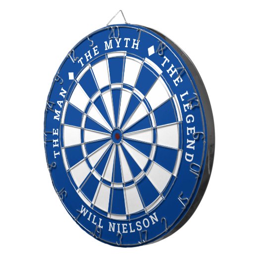 "Het man, de mythe, de legende" | Deep Blue Dartbord (Voorkant Rechts)