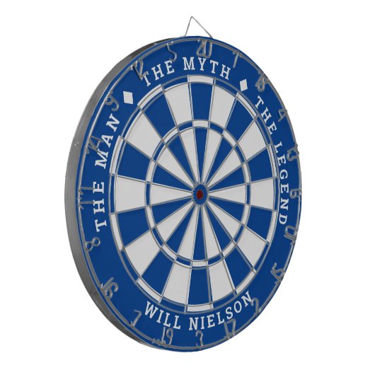 "Het man, de mythe, de legende" | Deep Blue Dartbord (Voorkant Links)