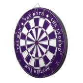 "Het man, de mythe, de legende" | Donkere Paars Dartbord (Voorkant Rechts)