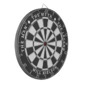 "Het man, de mythe, de legende" | Donkergrijs Dartbord (Voorkant Links)
