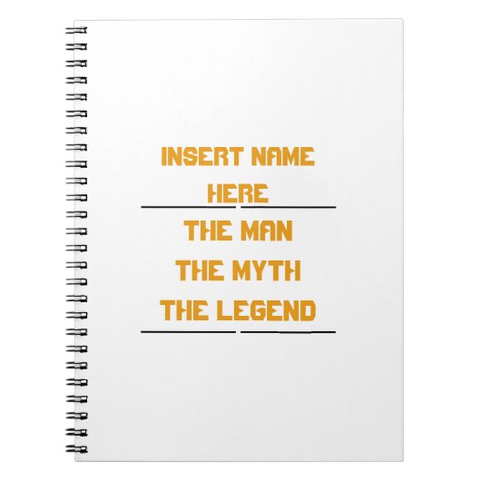 Het man, de mythe, de legende notitieboek (Voorkant)