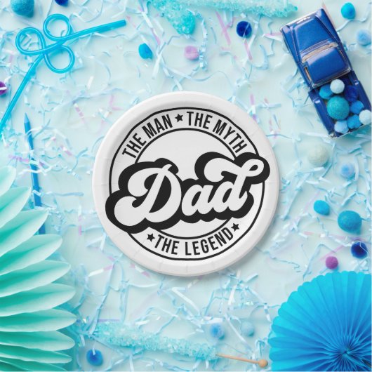 Het man, de mythe, de legende, vader, vader, vader papieren bordje (Feest)