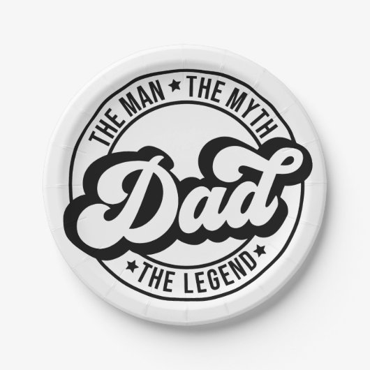 Het man, de mythe, de legende, vader, vader, vader papieren bordje (Voorkant)