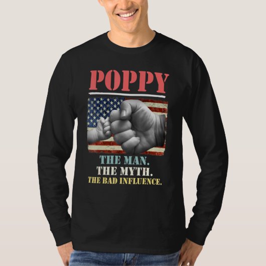 Het Man de mythe de slechte invloed van de Amerika T-shirt (Voorkant)