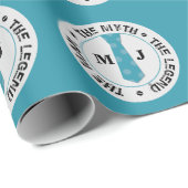 Het man de mythe van de legende gepersonaliseerde  cadeaupapier (Rol Hoek)