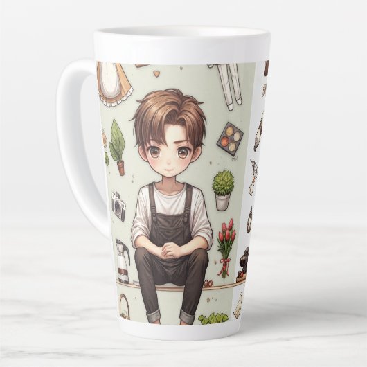 Het man, de vrouw ver. 1 latte-mok latte mok (Linkerhoek)