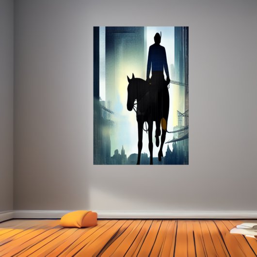 Het man en het paard in de stad | AI Art Poster