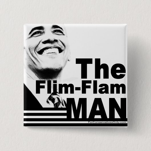 Het Man Flim Flam Vierkante Button 5,1 Cm (Voorkant)