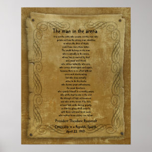 "Het man in de arena" Theodore Roosevelt Poster