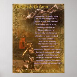 "Het man in de arena" Theodore Roosevelt Poster