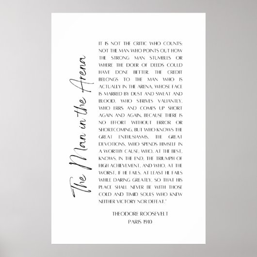 Het Man in de Arena - Theodore Roosevelt - Poster (Voorkant)