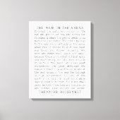 Het Man in de arena, Theodore Roosevelt Quote Canvas Afdruk (Voorkant)