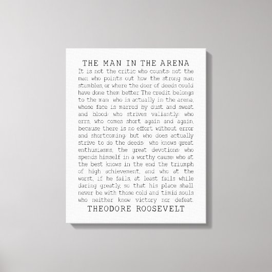 Het Man in de arena, Theodore Roosevelt Quote Canvas Afdruk (Voorkant)
