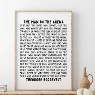 Het Man in de arena, Theodore Roosevelt Quote Poster