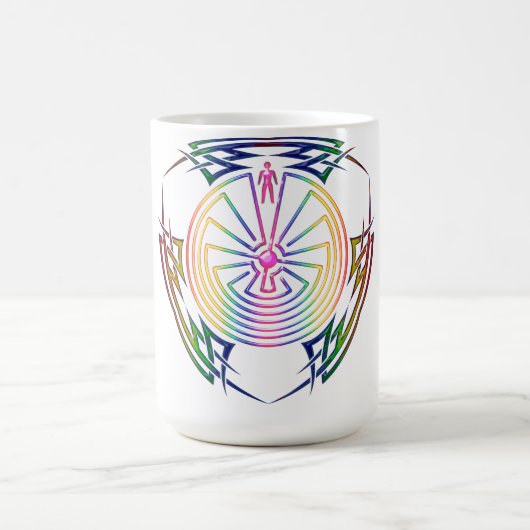 Het Man in de doolhof - Tribaal Tattoo gekleurd Koffiemok (Center)
