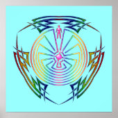 Het Man in de doolhof - Tribaal Tattoo gekleurd Poster (Voorkant)