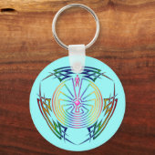 Het Man in de doolhof - Tribaal Tattoo gekleurd Sleutelhanger (Voorkant)