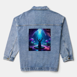 Het Man in de grot heeft de armen naar de hemel ge Denim Jacket