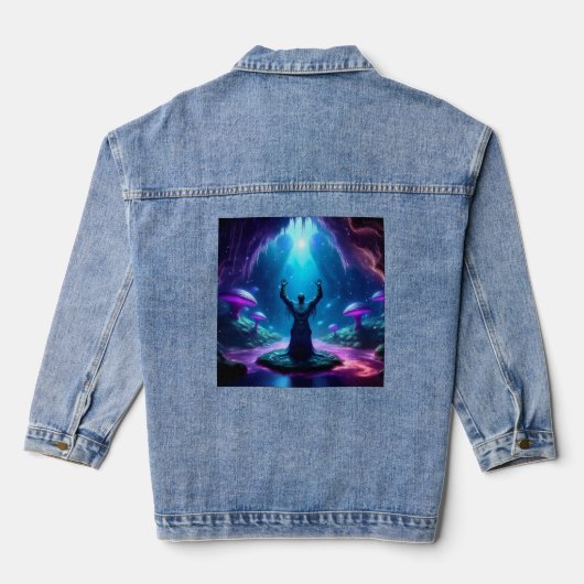 Het Man in de grot heeft de armen naar de hemel ge Denim Jacket (Achterkant)