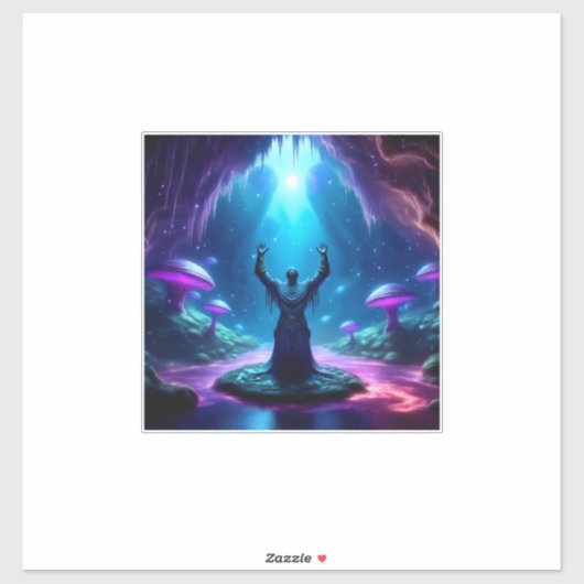 Het Man in de grot heeft de armen naar de hemel ge Sticker (Vel)