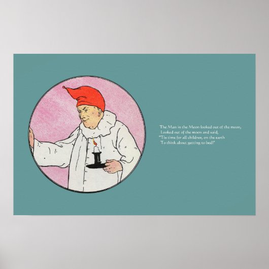 Het Man in de Maan Moeder Gans Kwekerij Rijm Poster (Voorkant)