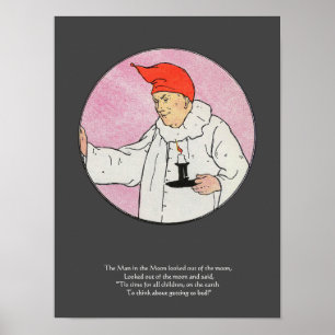 Het Man in de Maan Moeder Gans Kwekerij Rijm Poster