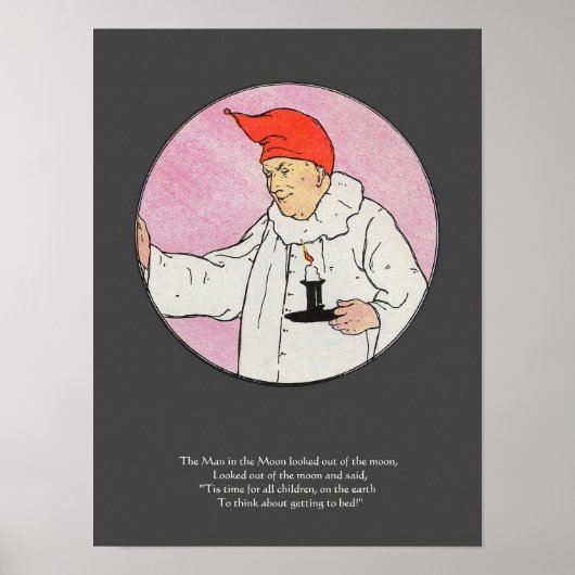 Het Man in de Maan Moeder Gans Kwekerij Rijm Poster (Voorkant)