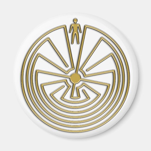 Het Man in de Maze - goud Magneet (Voorkant)