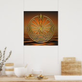 Het Man in de Maze - goud Poster (Keuken)