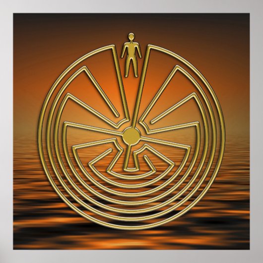 Het Man in de Maze - goud Poster (Voorkant)
