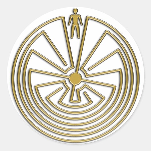 Het Man in de Maze - goud Ronde Sticker (Voorkant)