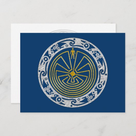 Het Man in de Maze - Ornament gouden zilver Briefkaart (Voorkant / Achterkant)