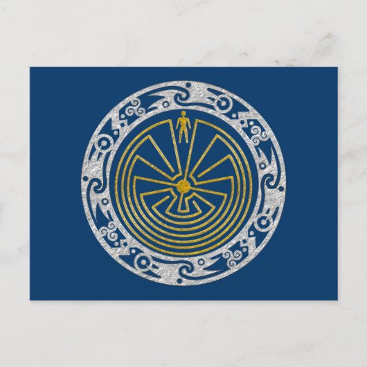 Het Man in de Maze - Ornament gouden zilver Briefkaart (Voorkant)