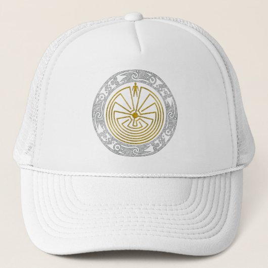Het Man in de Maze - Ornament gouden zilver Trucker Pet (Voorkant)